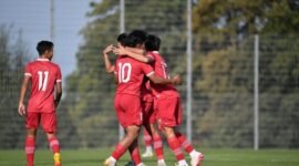 Tim U-17 sukses membawa kemenangan 1-0 melawan SC Paderborn Youth (U-17 dan U-19) di laga uji coba kedua. (Dok. PSSI) 

