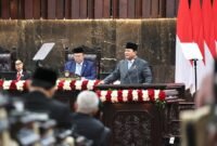 Presiden Prabowo menyampaikan pidato RAPBN 2026 dengan target APBN sehat tanpa defisit. (Dok. Tim Media Prabowo)